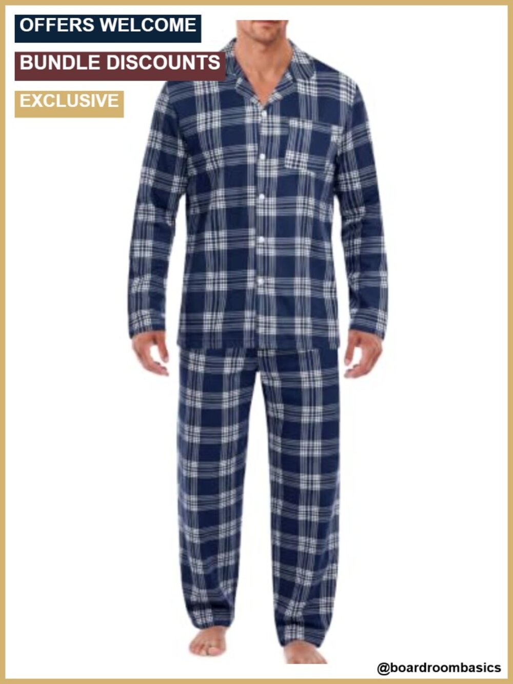 Men's Long Sleeve Button Down Pajama Set with Pockets